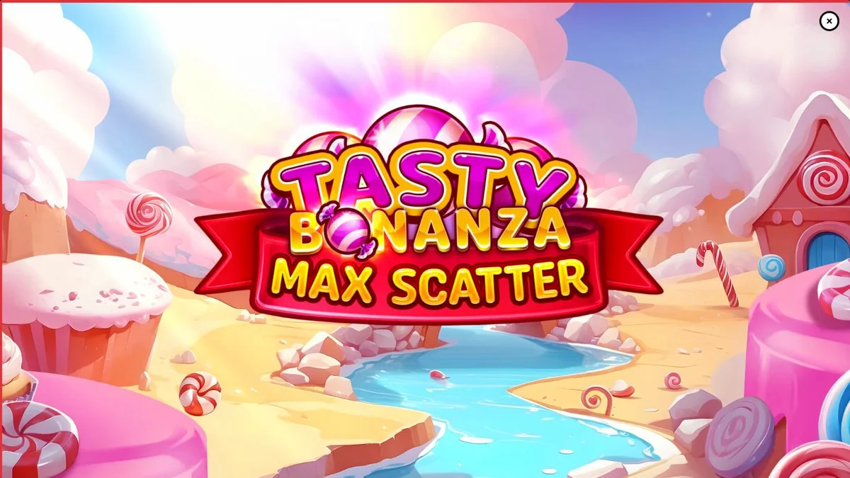 Interface mobile do slot Tasty Bonanza Max Scatter com doces vibrantes e botões de controle otimizados para toque.